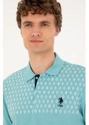U.S. Polo Assn. تي شيرت رجالي ذو قصة عادية وياقة بولو بلون النعناع 50288482 -vr090