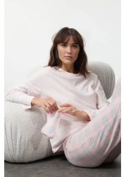  Collection Plaid Pink-Multicolor Knitted Pajamas Set Thmaw25Pt00181