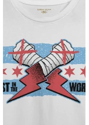 Kendim Seçtim Men's White T-Shirt Gloves Blue Flag cm Punk Blue Flag Fitness Sports Printed T-Shirt