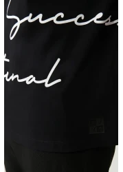 Avva Men's Black 100% Cotton Crew Neck Printed T-Shirt A41Y1038