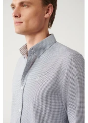 Avva Men's Black Buttoned Collar Cotton Easy-Iron Shirt A32Y2089