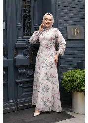 Neva Style فستان حجاب بيج منقوش بالزهور 279915 بيج