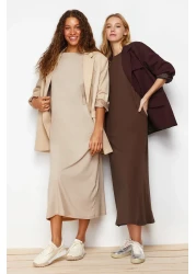  Modest 2-Pack Brown and Beige 100% Cotton Knitted Dress - TCTAW22UK0110