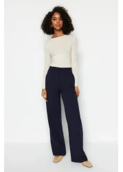  Collection Navy Blue Wide Leg Woven Trousers - Twoaw22Pl0139