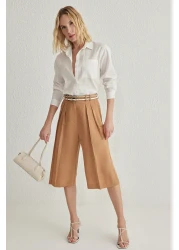  Collection قميص منسوج كبير الحجم من القطن والكتان باللون الأبيض TWOSS25GO00096