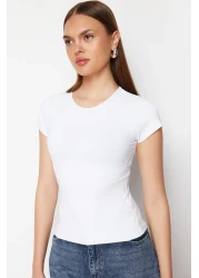  Collection Crew Neck Short Sleeve Polyamide Knitted T-Shirt - Fitted, White TWOSS24TS00238