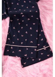  Collection طقم بيجامة محبوكة باللون الأزرق الداكن - 100% قطن THMAW24PT00103