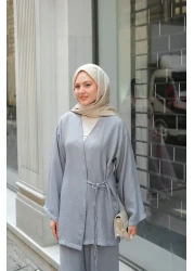 LOCCO Women's Double Breasted Collar Suit Gray