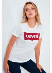 Levi's تي شيرت أبيض بشعار Housemark للسيدات - 17369-1310