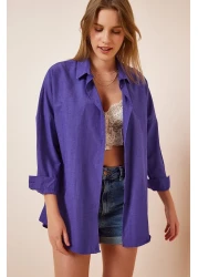 Happiness İstanbul Women's Purple Oversize Long Basic Shirt DD00842