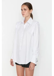 Collection Sagaza Studio Poplin Shirt - White, Drawstring Detail, Woven TPRAW22GO1191