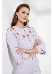  Collection Lilac Embroidered - Seersucker Regular Shirt TWOSS21GO0232