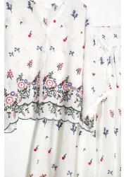 Lavanta Tekstil طقم تنورة قميص مطرزة