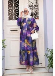 LOCCO Women's Galaxy Patterned Dress Purple