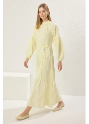  Modest Light Yellow Lace Detailed Cotton Woven Dress Tctss25Eb00081
