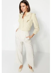  Collection Cotton Beige Lace Shirt - Regular Fit TWOSS20GO0044