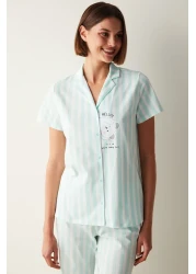 Penti Cuteness Striped Mint Green Shirt Pants Pajama Set
