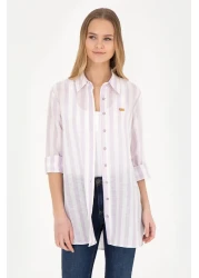 U.S. Polo Assn. Lilac Linen Look Women's Shirt - Long Sleeve50288408-VR034