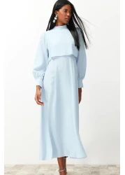  Modest Light Blue Aller Piece Detail Woven Dress Tctss24Eb00190