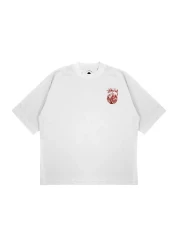 PURE EFFECT تي شيرت Stussy 8 وردي اللون مقاس كبير للجنسين من القماش السميك