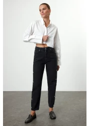  Collection Black Jewelled High Waist Mom Jeans Twoaw25Je00255