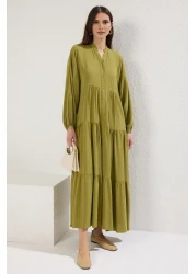  Modest Oil Green Viscose Unlined Woven Dress Tctss24Eb00221
