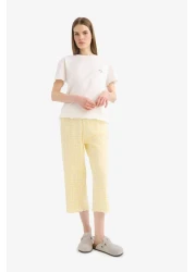 Defacto طقم بيجامة بأكمام قصيرة، علوي مرن، خصر طويل، قاع طويل، Fall In Love F1595ax25sm