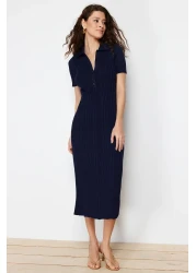  Collection Navy Blue Maxi Polo Neck Dress Twoss24El00282