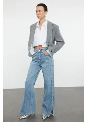  Collection Blue - More Sustainable Wide Leg Jeans with High Waist and Accessory Detail Twoaw25Je00028