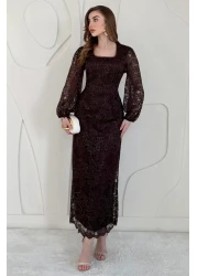 Elbee Fashion Woman Guipure Detailed Lace Dress