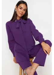  Modest Purple Bird Eye Detailed Aerobin Woven Lower Upper Set TCTSS24US00054