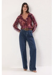  Collection قميص منسوج شفاف من الشيفون البرقوقي TWOSS25GO00063