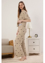  Collection طقم بيجامة محبوكة بتفاصيل مطاطية على شكل قلب بالنعناع THMSS24PT00404