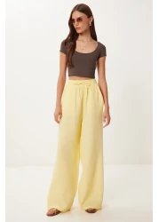 Lovelyİstanbul بنطلون موسلين بالازو أصفر LMX0008