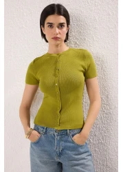  Collection Oil Green Bicycle Neck Knitwear Thin Blouse Twoss25Bz00300