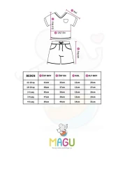 Magu طقم شورت وسروال قصير من القطن مطبوع باللون الأزرق للأطفال للجنسين