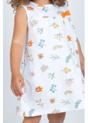 Kyron Girl's Floral Print Sleeveless Summer Dress - White, Colorful Flower Detail, Casual and Comfortable Design