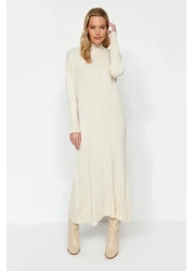  Modest Stone Stand Collar Knitwear Dress TCTAW24EB00015
