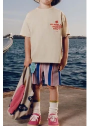 Monila New Season Boy's T-Shirt and Striped Shorts Set