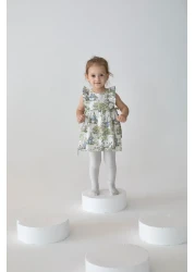 Patique Kids فستان بناتي من القطن المجمع بنمط أرنب كريمي