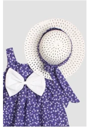 Chicsy Baby Flower Patterned Bow Baby Girl Dress with Hat