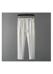 DWN WEAR Unisex Summer Lycra Crinkle Fabric - Short Sleeve T-Shirt and Sweatpants Set