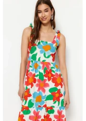  Collection Orange Big Floral Maxi Knitted Dress Twoss23El02328