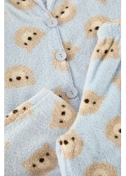  Collection Wellsoft Winter Knitted Pajamas Set with Light Blue Teddy Bear Thmaw25Pt00054