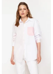  Collection Pink Color Blocked Oversize Wide Fit Woven Shirt TWOSS24GO00136