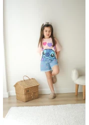 SANTRALBEBE بدلة مطبوعة كورومي مع شورت بناتي