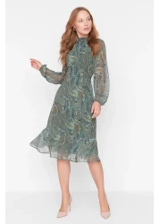  Collection Green Shawl Pattern - Flounce Woven Winter Dress Twoaw23El01436