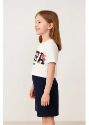 U.S. Polo Assn. بدلة برمودا بيضاء للبنات