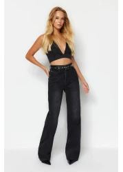  Collection Black High Waist Wide Leg Wide Leg Jeans Twoaw24Je00074