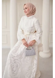 InStyle Tulle Balloon Sleeve White Dress